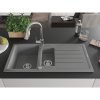 Mexen Andres, 1,5-komorový granitový drez 1000x500x200 mm a drezová batéria Elia, šedá, 6515-71-670101-00