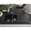 Mexen Andres, 1,5-komorový granitový drez 1000x500x200 mm a drezová batéria Elia, čierna, 6515-77-670101-00