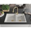 Mexen Tomas, 2-komorový granitový drez 800x500x190 mm a drezová batéria Elia, biela, 6516-20-670101-50