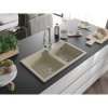 Mexen Tomas, 2-komorový granitový drez 800x500x190 mm a drezová batéria Elia, béžová, 6516-69-670101-00