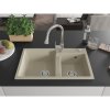 Mexen Tomas, 2-komorový granitový drez 800x500x190 mm a drezová batéria Elia, béžová, 6516-69-670101-00