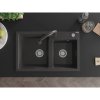Mexen Tomas, 2-komorový granitový drez 800x500x190 mm a drezová batéria Elia, čierna škvrnitá, 6516-76-670101-76