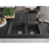 Mexen Tomas, 2-komorový granitový drez 800x500x190 mm a drezová batéria Elia, čierna škvrnitá, 6516-76-670101-76
