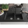 Mexen Tomas, 2-komorový granitový drez 800x500x190 mm a drezová batéria Elia, čierna, 6516-77-670101-70