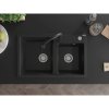Mexen Tomas, 2-komorový granitový drez 800x500x190 mm a drezová batéria Elia, čierna, 6516-77-670101-70