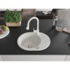 Mexen Kevin, 1-komorový granitový drez 586x458x190 mm a drezová batéria Elia, biela, 6517-20-670101-20