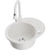 Mexen Kevin, 1-komorový granitový drez 586x458x190 mm a drezová batéria Elia, biela, 6517-20-670101-20