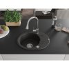 Mexen Kevin, 1-komorový granitový drez 586x458x190 mm a drezová batéria Elia, čierna-zlatá metalíza, 6517-75-670101-00