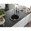 Mexen Kevin, 1-komorový granitový drez 586x458x190 mm a drezová batéria Elia, čierna-zlatá metalíza, 6517-75-670101-00