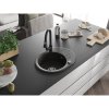 Mexen Kevin, 1-komorový granitový drez 586x458x190 mm a drezová batéria Elia, čierna-zlatá metalíza, 6517-75-670101-70
