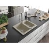 Mexen Carlos, 1,5-komorový granitový drez 582x475x177 mm a drezová batéria Elia, béžová, 6518-69-670101-00