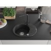 Mexen Kevin, 1-komorový granitový drez 586x458x190 mm a drezová batéria Duero, čierna, 6517-77-671600-70