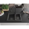 Mexen Carlos, 1,5-komorový granitový drez 582x475x177 mm a drezová batéria Elia, čierna škvrnitá, 6518-76-670101-70-B