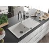 Mexen Leo, 1-komorový granitový drez 900x500x190 mm a drezová batéria Duo, biela, 6501-20-671701-07-B
