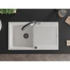 Mexen Leo, 1-komorový granitový drez 900x500x190 mm a drezová batéria Duo, biela, 6501-20-671701-07-B