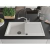 Mexen Leo, 1-komorový granitový drez 900x500x190 mm a drezová batéria Duo, biela, 6501-20-671701-07-B