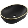 Mexen Viki, umývadlo na dosku 48x35x14 cm, čierna matná-zlatý okraj, 21054875