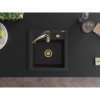 Mexen Vito, 1-komorový granitový drez 490x520x210 mm a drezová batéria Aster, čierna, 6503-77-73450-57-G