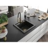 Mexen Vito, 1-komorový granitový drez 490x520x210 mm a drezová batéria Aster, čierna, 6503-77-73450-57-G