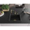 Mexen Vito, 1-komorový granitový drez 490x520x210 mm a drezová batéria Aster, čierna, 6503-77-73450-57-G