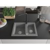 Mexen Carlos, 1,5-komorový granitový drez 582x475x177 mm a drezová batéria Duero, šedá, 6518-71-671600-70