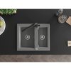 Mexen Carlos, 1,5-komorový granitový drez 582x475x177 mm a drezová batéria Duero, šedá, 6518-71-671600-70