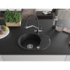 Mexen Kevin, granitový drez 586x458x190 mm, 1-komorový a biela batéria Duo, čierna, 6517-77-671701-07