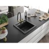Mexen Vito, 1-komorový granitový drez 520x490x210 mm, drezová batéria Duo, čierna-strieborná metalíza, 6503-73-671701-57-B