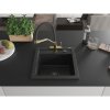 Mexen Vito, 1-komorový granitový drez 520x490x210 mm, drezová batéria Duo, čierna-strieborná metalíza, 6503-73-671701-57-B