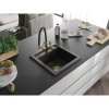 Mexen Vito, 1-komorový granitový drez 520x490x210 mm, drezová batéria Duo, čierna-zlatá metalíza, 6503-75-671701-57-G