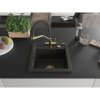 Mexen Vito, 1-komorový granitový drez 520x490x210 mm, drezová batéria Duo, čierna-zlatá metalíza, 6503-75-671701-57-G