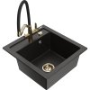 Mexen Vito, 1-komorový granitový drez 520x490x210 mm, drezová batéria Duo, čierna-zlatá metalíza, 6503-75-671701-57-G
