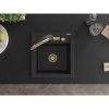 Mexen Vito, 1-komorový granitový drez 520x490x210 mm, drezová batéria Duo, čierna, 6503-77-671701-57-G