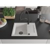 Mexen Enzo, granitový drez 576x465x174 mm, 1-komorový a drezová batéria Duo, biela, 6506-20-671701-70-B