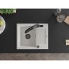 Mexen Enzo, granitový drez 576x465x174 mm, 1-komorový a drezová batéria Duo, biela, 6506-20-671701-70-B