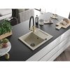 Mexen Enzo, granitový drez 576x465x174 mm, 1-komorový a drezová batéria Duo, béžová, 6506-69-671701-57-B