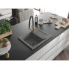 Mexen Enzo, granitový drez 576x465x174 mm, 1-komorový a drezová batéria Duo, šedá, 6506-71-671701-57-B