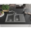 Mexen Gaspar, granitový drez 737x475x177 mm, 1,5-komorový a drezová batéria Duo, šedá, 6507-71-671701-07