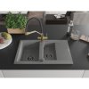 Mexen Gaspar, granitový drez 737x475x177 mm, 1,5-komorový a drezová batéria Duo, šedá, 6507-71-671701-57-B