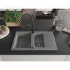 Mexen Gaspar, granitový drez 737x475x177 mm, 1,5-komorový a drezová batéria Duo, šedá, 6507-71-671701-70-B