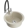 Mexen Diego, 1-komorový granitový drez 488x488x167 mm a drezová batéria Duo, béžová, 6512-69-671701-07