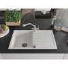 Mexen Bruno, 1-komorový granitový drez 795x495x200 mm a drezová batéria Duo, biela, 6513-20-671701-07-B