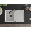 Mexen Bruno, 1-komorový granitový drez 795x495x200 mm a drezová batéria Duo, biela, 6513-20-671701-07-B