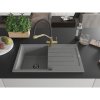 Mexen Bruno, 1-komorový granitový drez 795x495x200 mm a drezová batéria Duo, šedá, 6513-71-671701-57-B