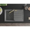 Mexen Bruno, 1-komorový granitový drez 795x495x200 mm a drezová batéria Duo, šedá, 6513-71-671701-57-B