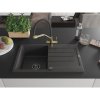 Mexen Bruno, 1-komorový granitový drez 795x495x200 mm a drezová batéria Duo, čierna škvrnitá, 6513-76-671701-57-B