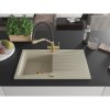 Mexen Cesar, 1-komorový granitový drez 775x470x190 mm a drezová batéria Duo, béžová, 6514-69-671701-57-G