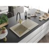 Mexen Cesar, 1-komorový granitový drez 775x470x190 mm a drezová batéria Duo, béžová, 6514-69-671701-57-G