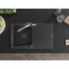 Mexen Cesar, 1-komorový granitový drez 775x470x190 mm a drezová batéria Duo, čierna škvrnitá, 6514-76-671701-07-B