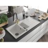 Mexen Andres, granitový drez 1000x500x200 mm, 1,5-komorový a drezová batéria Duo, biela, 6515-20-671701-57-B